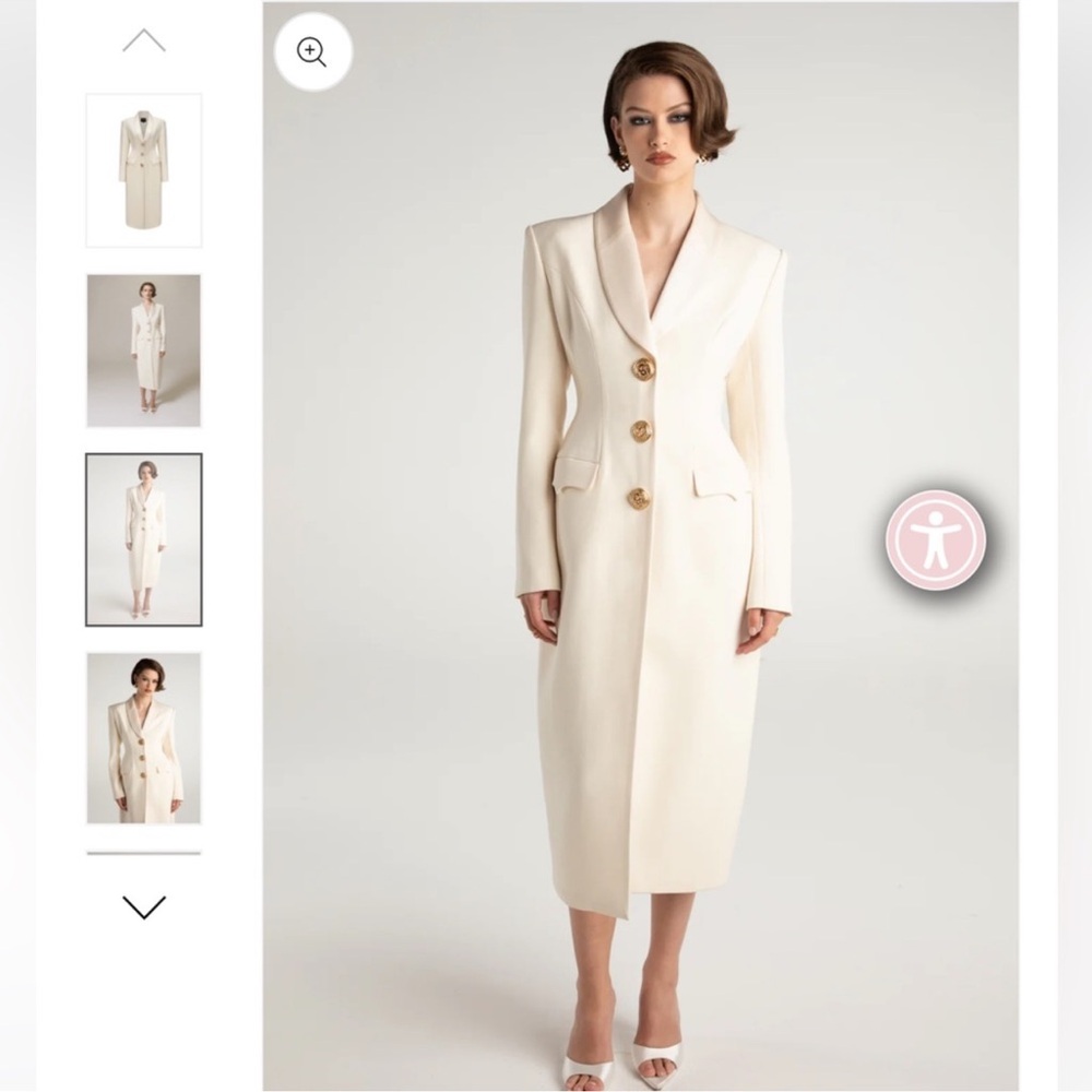 Luxury old money brand NEW Cream Long Jacket - Picture 4 of 7
